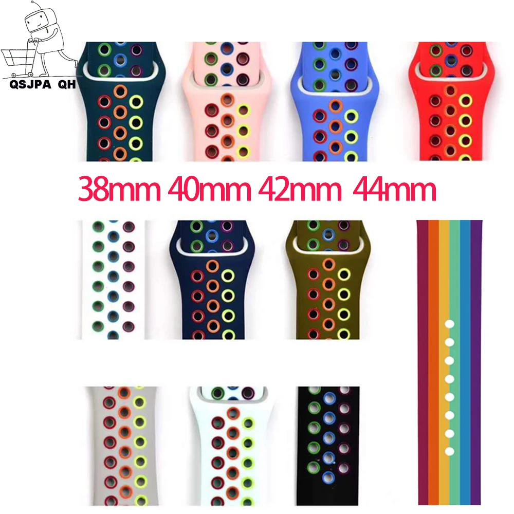 

7 Color silicone Watchband for Apple Watch Band Series 5/3 Sport Bracelet 42mm 38mm Strap For iwatch 6 4 SE apple watch armband