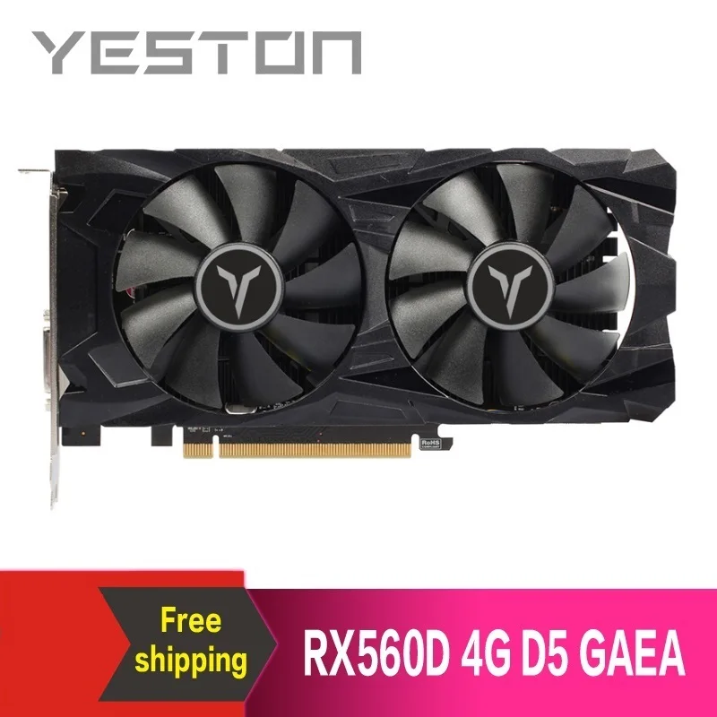 Видеокарта Yeston Radeon RX560D 4 ГБ GDDR5 PCI Express 3 0 DirectX12 игровая видеокарта внешняя для