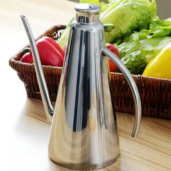 

Oil Dispenser Cruet Vinegar Bottle BBQ Drip Free Kitchen Long Mouth Cooking Stainless Steel Pot Container With Lid Leak Proof