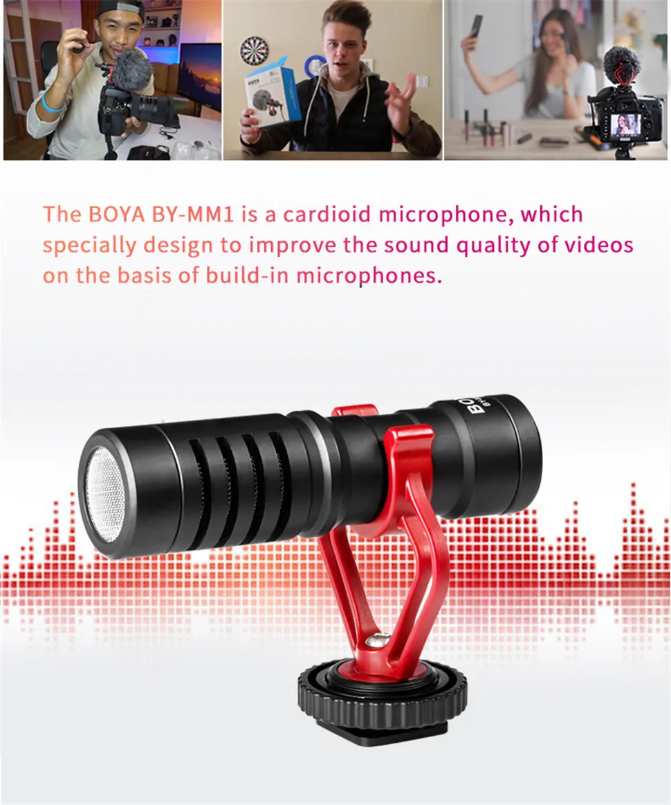 BOYA BY-MM1 On-Camera Shotgun Condenser Microphone for PC Mobile Phone DSLR Camera iPhone Android Streaming Vlog Microphone