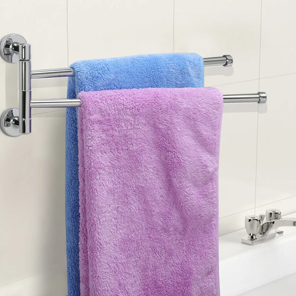 Stainless Steel Towel Storage Rack Rotary Towel Rail Bathroom Kitchen Wall Towels Polishing Bracket Bathroom Accessories