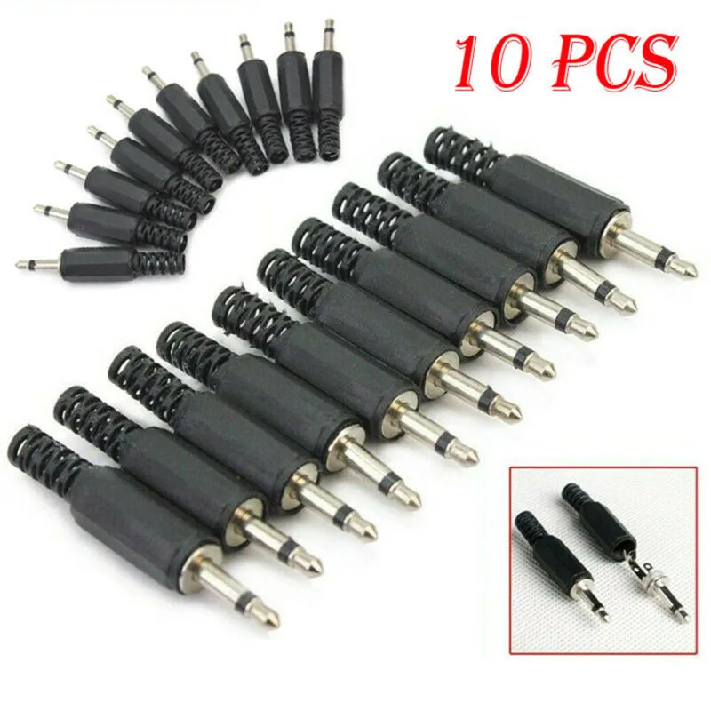 10Pcs 3.5mm 1/8" Male Mono Jack Plug Audio Stereo Connector Headphone New | Электроника