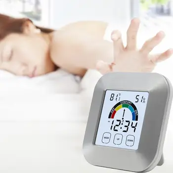 

Digital Touch Button Thermometer Humidity Meter Hygrometer Temperature Clock