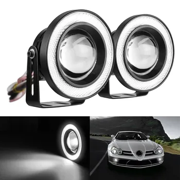 

2.5 Car Fog Light COB LED Projector White Halo Ring DRL Driving Bulbs Daytime Running Lights Lamps Car Accessories #Ger