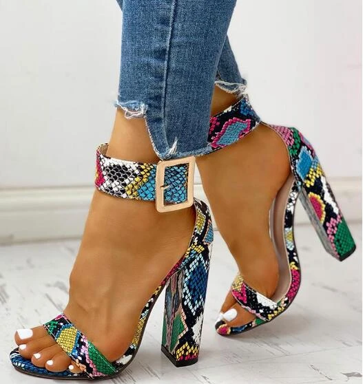 Snakeskin chunky heels Clearance