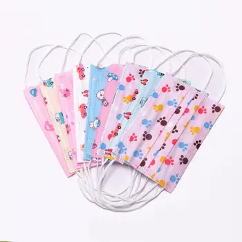 

10Pcs Kids Cartoon Print Dust Proof Anti Haze Droplet 3 Layer Meltblown Mask Wind and dust resistance against viruses