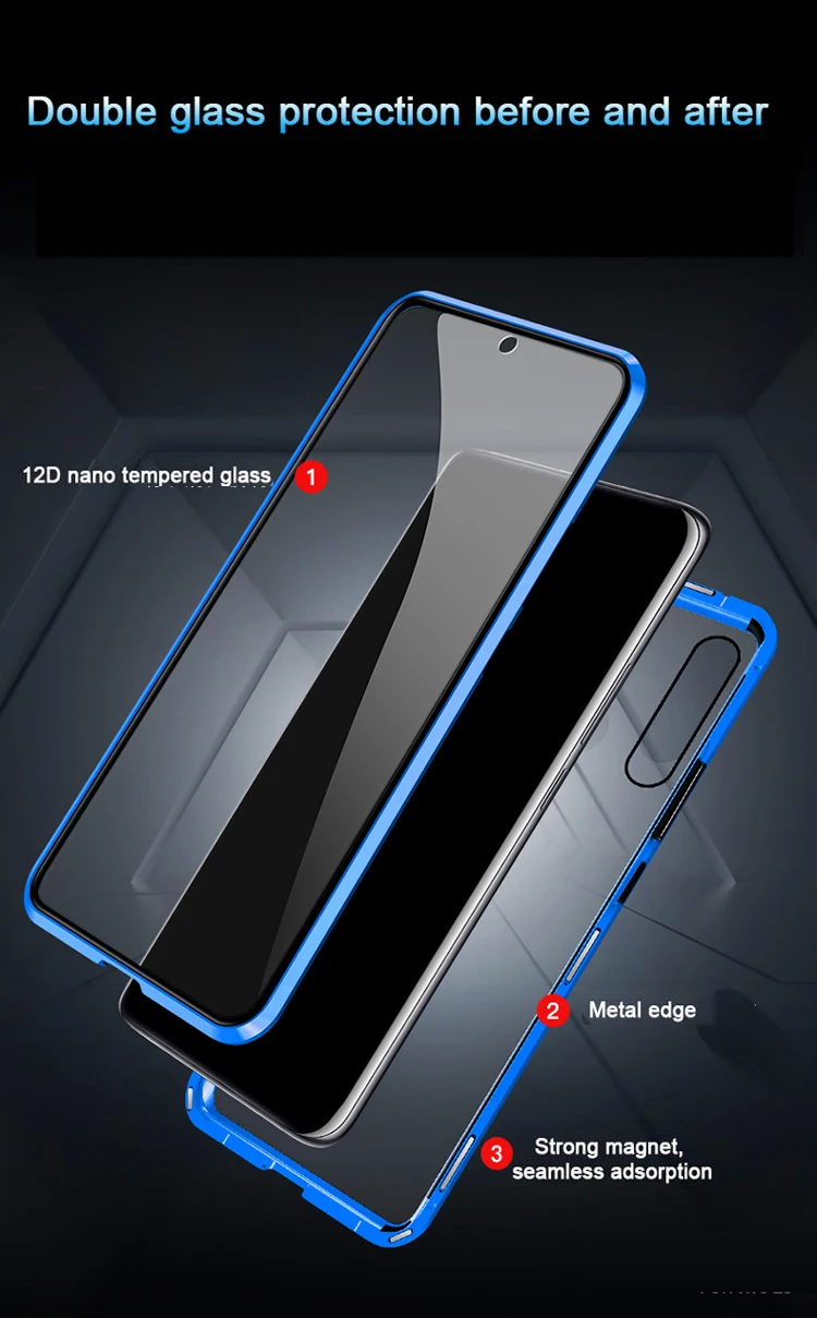Металлическая магнитная крышка для vivo y17 крышка магнит Адсорбция двойное стекло для vivo y17 S Покрытие из закаленного стекла двухсторонний чехол для телефона