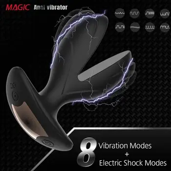 Vibrating Anal Plug with Electric Shock Pulse Vibrator Prostate Massager for Men Women G-P Point Vibrators Sex Toys For Couple 5
