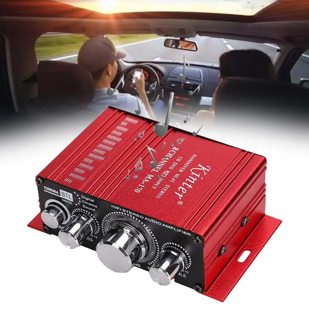 Алюминиевый мини аудио усилитель для динамика DC 12V 2x4W домашние мотоциклетные