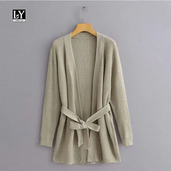 

LY VAREY LIN 2020 New Autumn Winter Women Loose Sweater Cardigan Japanese Style Long Sleeve Open Stitch Lace Up Soft Outerwear