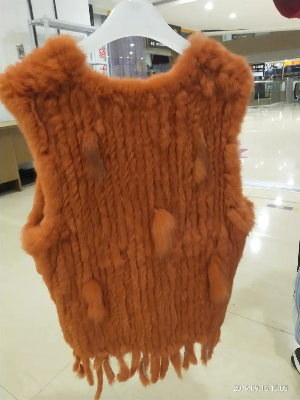 ZDFURS* дешевле натуральный мех женский натуральный вязаный мех кролика жилет с кисточками леди тонкий жилет зима ZDKR-165039