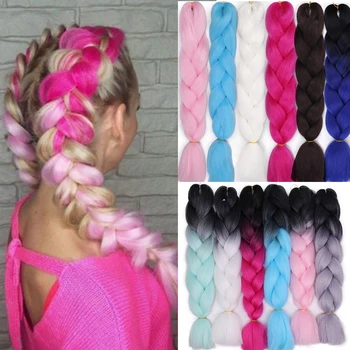 

Ombre Pure Color Hair Extensions Jumbo Braids For Girls Women Lady Hair Braidings Synthetic Braiding Kanikalon hair crotchet