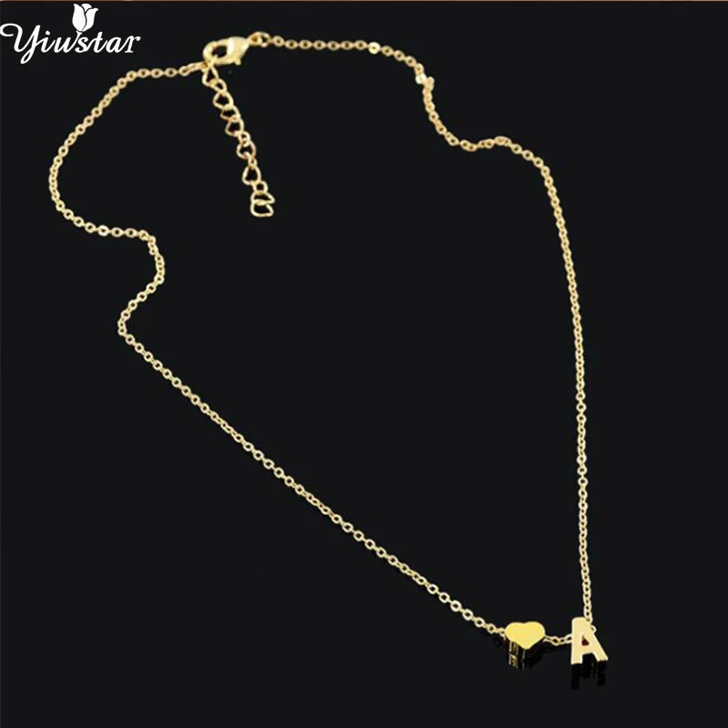 Yiustar Tiny Heart Initial Choker Dainty Letter Necklace for Women Girls Pendant Jewelry Mother Daughter Necklace