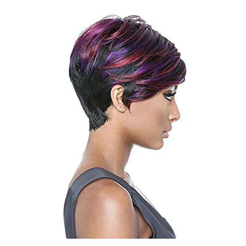 HAIRJOY Short Straight  African American Wig  Heat Resistant Synthetic Hair  for Women