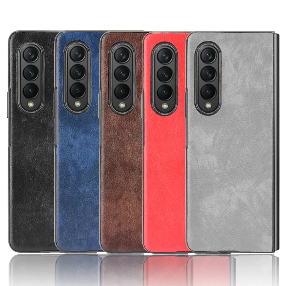 Fashion Litchi Skin Pu Cover Posteriore Rigida In Pelle Samsung Galaxy Z Fold 4 5G Custodia Per Samsung Z Fold 3 5G Fold4 Fold3 Phone Bag