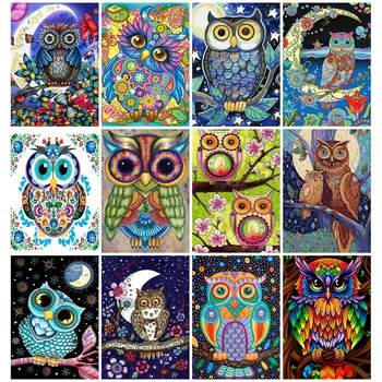 

HUACAN Diamond Painting 5d Owl Living Room Wall Decoration Mosaic Cartoon Animal Handmade Gift Diamond Art