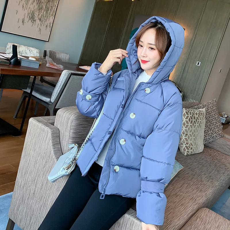 

2019 New Style Cotton Coat Women's Short Korean-style Loose-Fit down Coat Thick down Feather Cotton-padded Clothes Hooded Winter