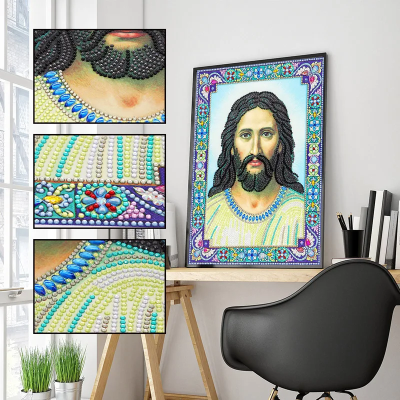 RUBOS 5D DIY Diamond Painting Icon of Jesus Christ Diamond Embroidery Mosaic Partial Large Bead Pearl Glass Stone Sale Gift Set (1)