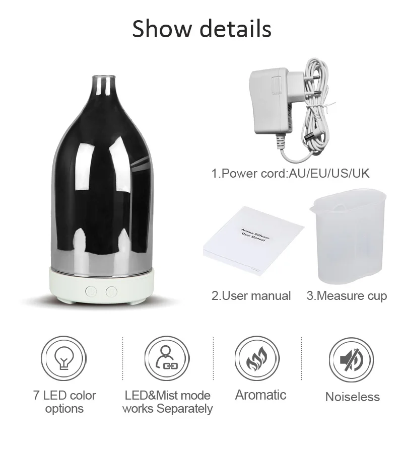 100ml Creative 3D Ultrasonic Aroma Essential Oil Diffuser With LED Changing Light Air humidifier Essential Oil Cool Mist