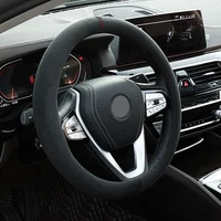 38cm Suede Leather Car Steering Wheel Cover Wear-Resistant For BMW E90 F01 F06 F10 F15 F16 F20 F21 F25 F26 F30 F32 F82 M3 G20 X5 4