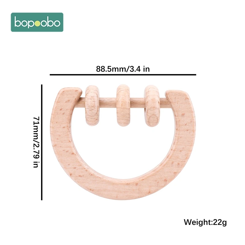 1 шт. Деревянная Детская Игрушка прорезыватель для зубов из пищевого материала детская погремушка деревянное кольцо детский Прорезыватель детская кроватка мобильный малыш игрушки, погремушки для младенцев для детей - Цвет: Half Round