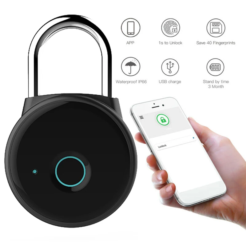 

Anti-Theft Smart Fingerprint Padlocks Keyless Bluetooth Phone APP Door Locks