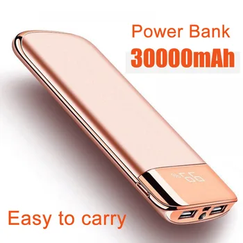 

Power bank 2 USB LED Light 30000mAh Powerbank Portable External Battery Mobile Phone Charger for Xiaomi MI for iphone 8