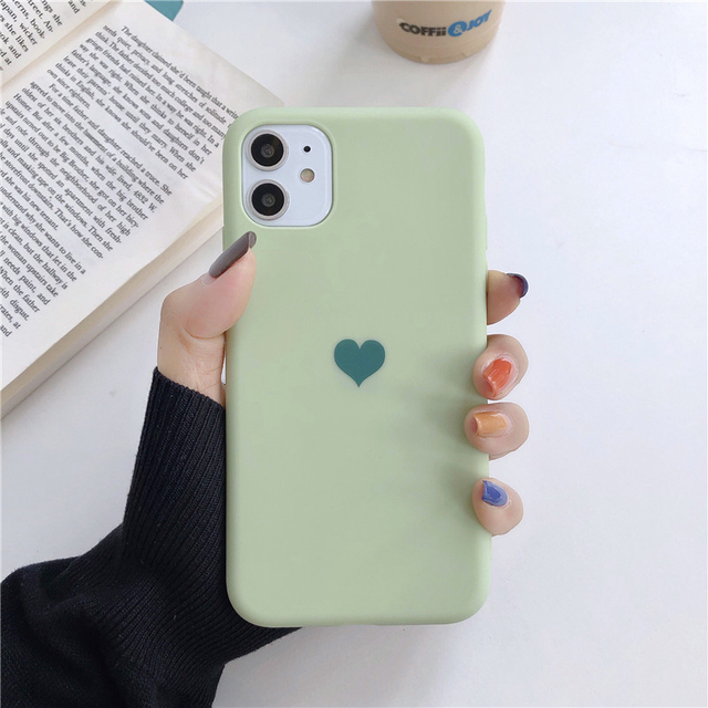 Love Heart Silicone Phone Case For iPhone 13 Pro Max 12 11 XR XS X Mini SE 6S 7 8 Plus Simple Solid Color Soft Back Cover