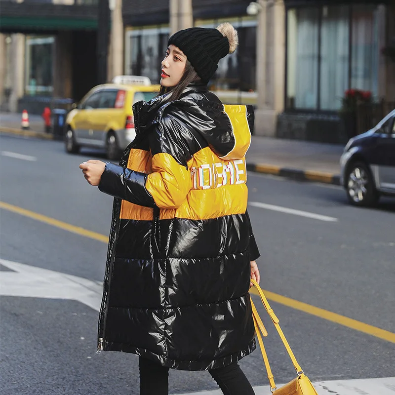 

AliExpress Europe And America Workwear Cotton Coat 2019 Winter New Style Mid-length Printed Letter Large Size Hooded Cotton Over