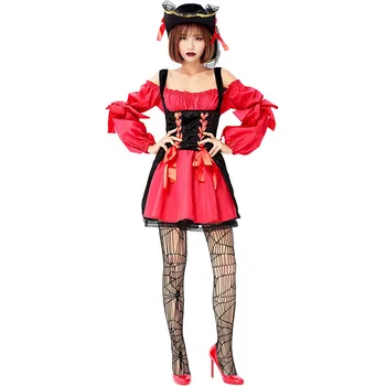 

Halloween Fashion Women Cosplay Clothing Red Women Pirate Costume Masquerade Role-playing Clothing Halloween Party Cosplay Dress