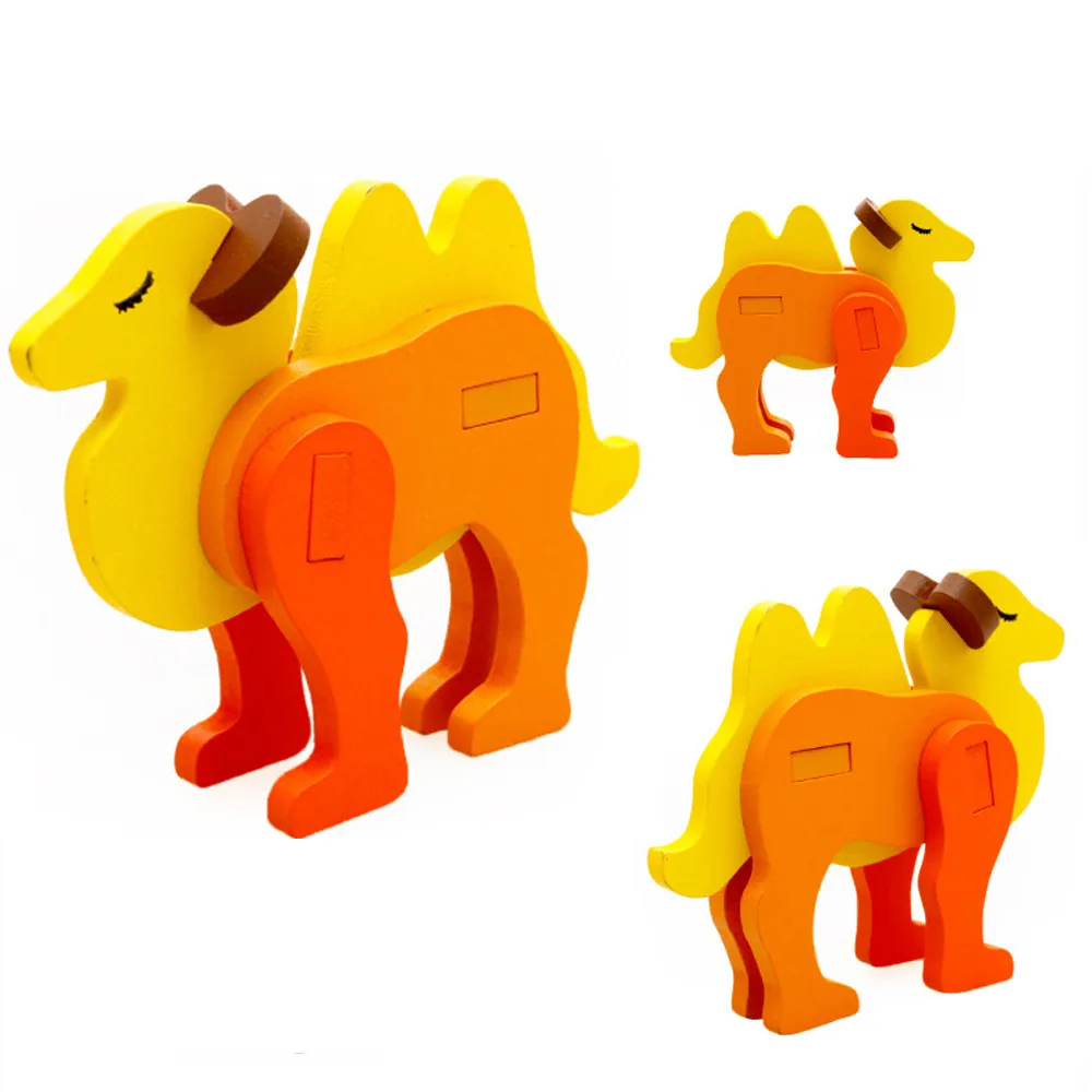 Для раннего обучения детей забавные обучающие игрушки для детей Монтессори мини 3D головоломка забавная обучающая игрушка деревянная головоломка подарок W923 - Цвет: Темный хаки