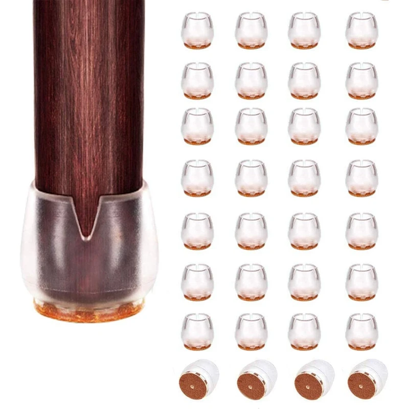Promotion! Chair Leg Floor Protectors 32Pcs Transparent Clear Silicone Caps Furniture Sliders for Hardwood Floors | - Цена: US $8.19