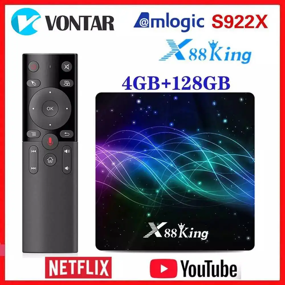 Amlogic S922X TV Box Android 9.0 X88 King 4GB RAM 128G ROM Media Player Dual Wifi BT5.0 1000M 4K 60