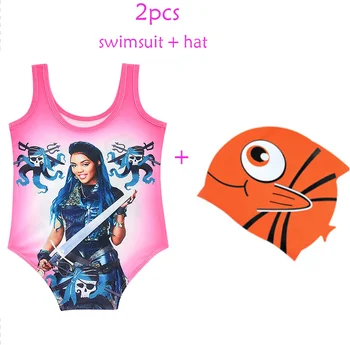 

2020 kid clothes Descendants 3 Swimsuit one-piece vest Child Girls Mal Descendants 3 evie Cosplay Purple Dress Costume