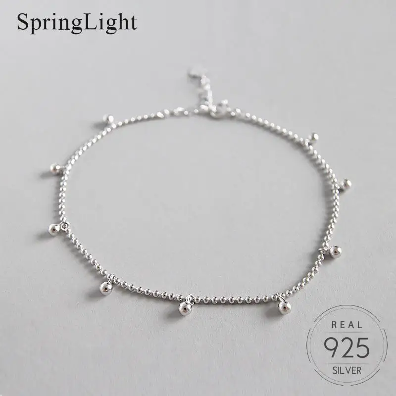 Springlight круглый кукурузный шнур браслет на ногу из бисера Настоящее 925 пробы