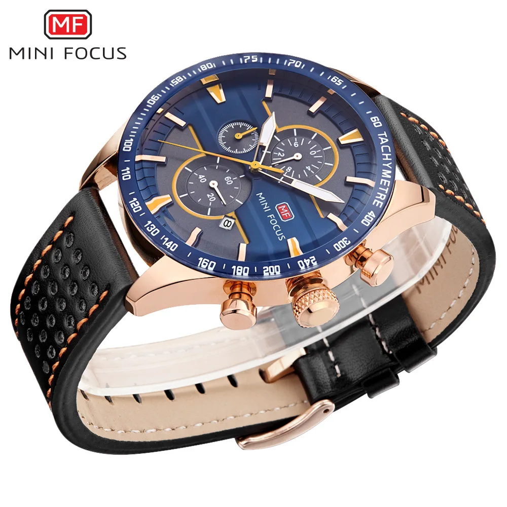 

Mini FOCUS Fashion & Sports Watches Three Eye Six-pin Timing Speed Measurement Calendar Waterproof MEN'S Watch 0002G