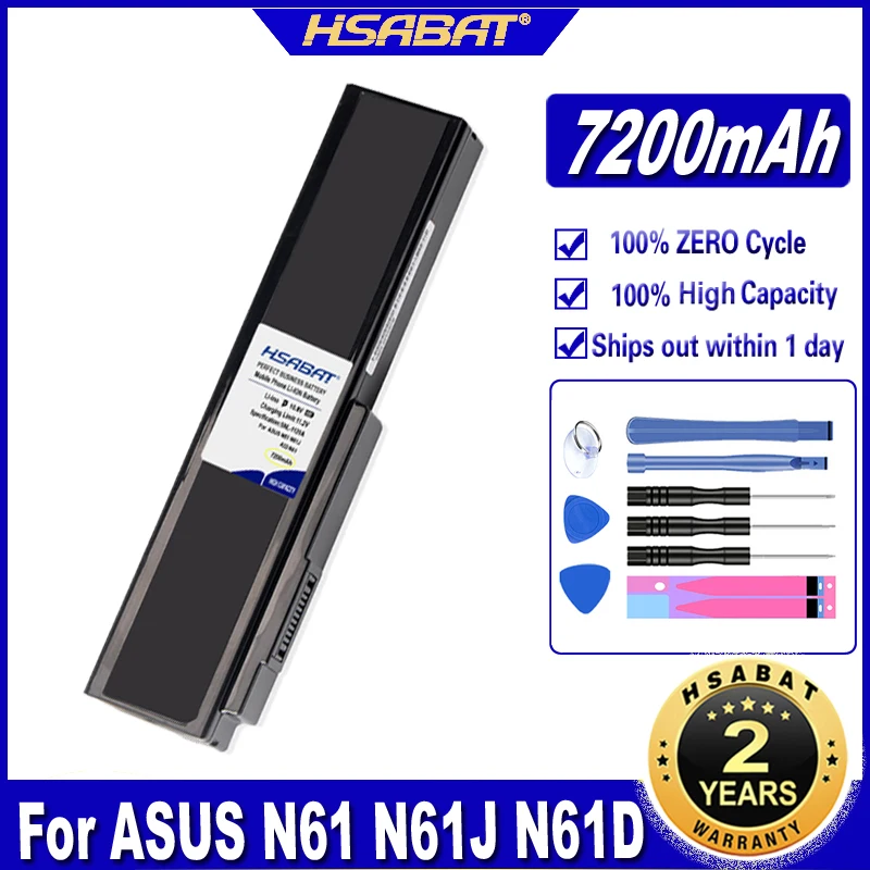 Аккумулятор HSABAT N53 7200 мА · ч для Asus N53S N53J N53JQ A32-N61 A32-M50 N43 N61JQ N61 N61J N61Jq N61V N61Vg N61Ja N61JV |