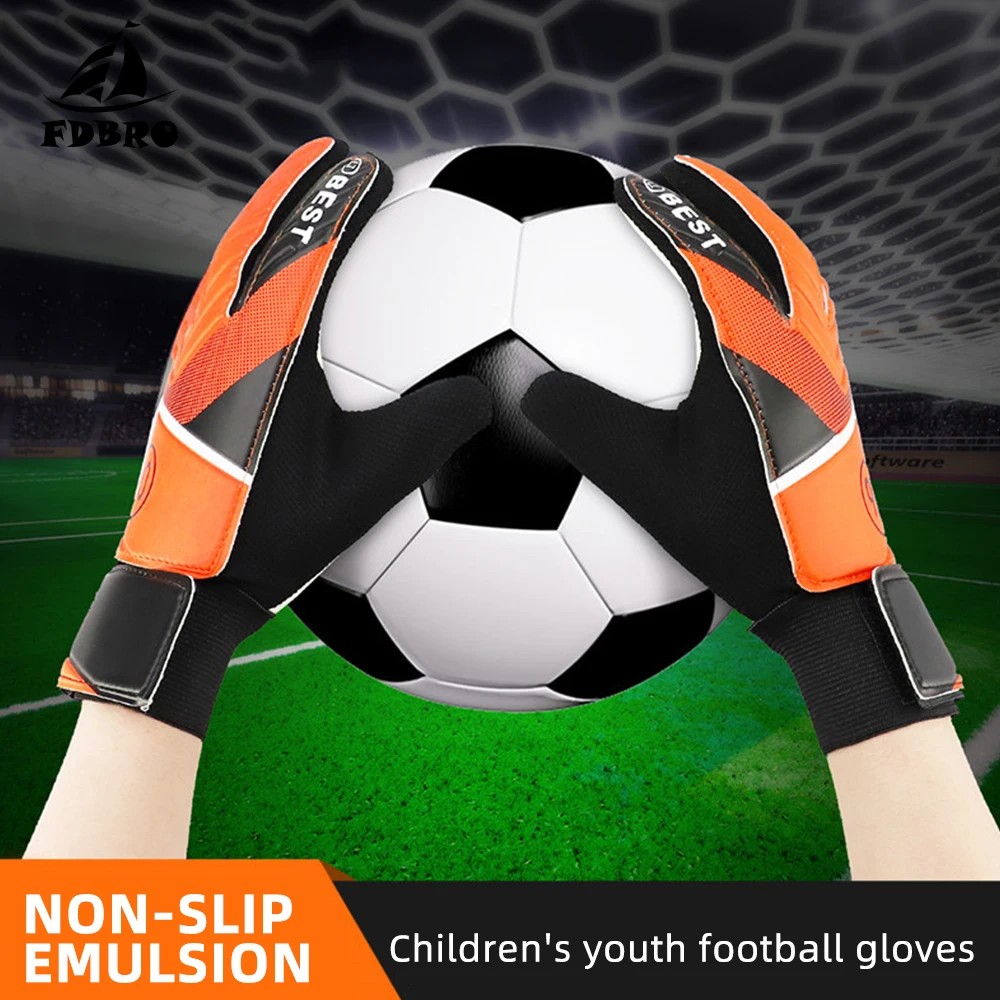 

FDBRO 1 Pair Full Finger Gloves Children Teens Anti Slip Hands Wrap for Football Goalkeeper Non-slip Breathable Soccer Gloves