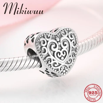 

Mother's Day 925 Sterling Silver gift Glamour pattern Heart Bead Fit Pandora Charms silver 925 original Bracelet beads