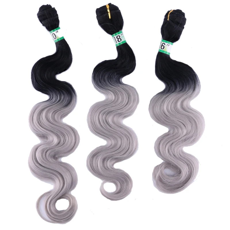 MERISIHAIR 1" 18" 2" объемные волнистые волосы, волнистые пряди, синтетические волосы для наращивания для женщин - Цвет: T1B 0906