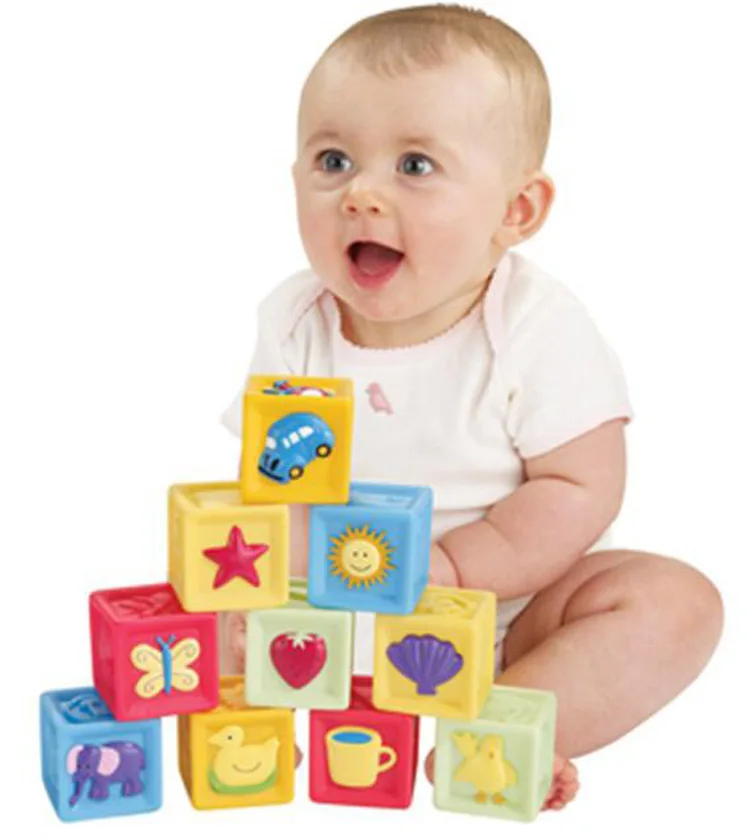 

Infant soft rubber PVC building early education toys soft building blocks toys for baby stacking blocks touch toy