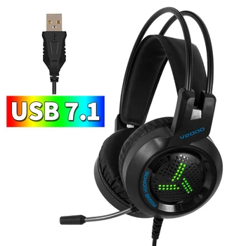 

Professional Led Light Gamer Headset For Computer Laptop Tablet Notebook Adjustable Bass Stereo PC Wired Headset With Mic