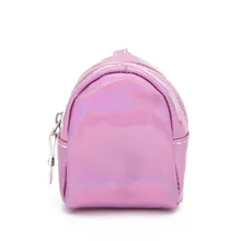 Женские заклепки сплошного цвета для кошелька сумка для ключей Мини Кошелек на молнии ПВХ лазерный кошелек клатч леди