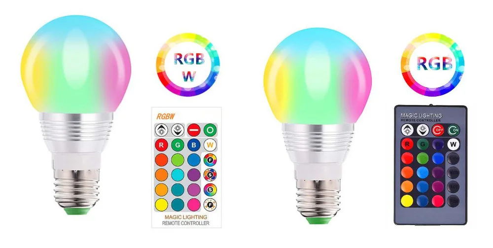 110V 220V E27 RGB LED Bulb Lights 5W 10W 15W RGB Lampada Changeable Colorful RGBW LED Lamp With IR Remote Control+Memory Mode