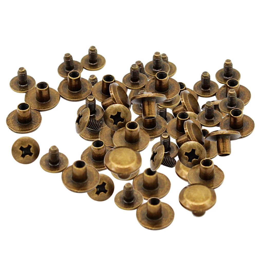 30 Sets Binding Chicago Screws Nail Rivets Studs For DIY Art Crafts 10x5mm