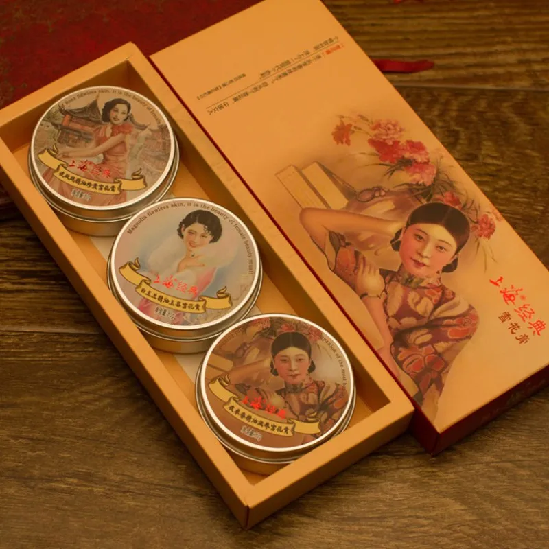 3pcs SHANGHAI Foundation Cream Peony Essential Oil Vanishing Brighten Soothing Moisturizing Hydrating Face Day Cream Xmas Gift 4