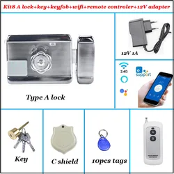 Serrure électrique 12V pour système de contrôle d'accès, alimentation électrique, Wifi eWelink, téléphone, déverrouillage à distance, clé d'entrée 