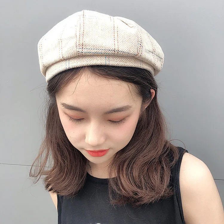 

Beret Cap for Women Casual Fashion British Beret All-match Pumpkin Hat Plaid Painter Cap New Boinas Para Mujer Fashion Casquette