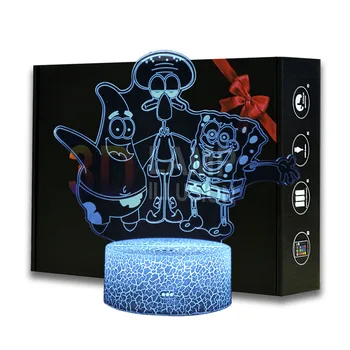 

Cartoon Figure SpongeBob SquarePants Patrick Star Squidward 3d Led Night Light Kids Bedroom Bedside Lamp Gift for Xmas Lights