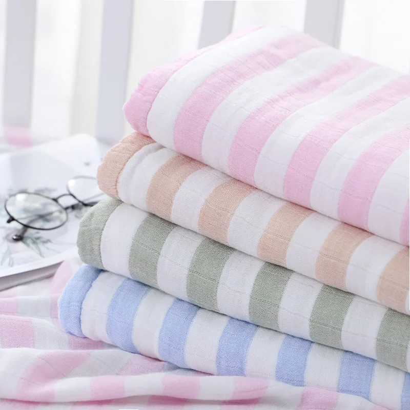 Online 4 capas de gasa de algodón de bambú de bebé manta muselina bebé Swaddle manta bebé cochecito manta bebé edredón 110x120cm